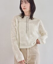 メッシュジャカードニットプルオーバー/イージーケア