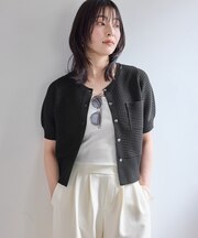 クルーネックコンパクトカーディガン/イージーケア