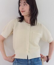 クルーネックコンパクトカーディガン/イージーケア