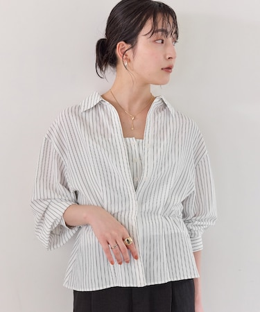 レイヤードストライプシャツ