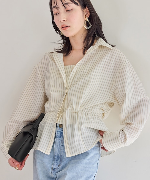 レイヤードストライプシャツ