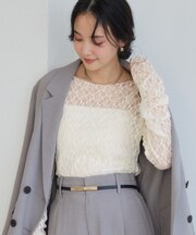 シャーリングスリーブレースプルオーバー