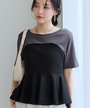 ペプラムサマーニットドッキングカットソー/イージーケア