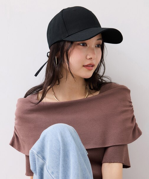 【定番人気】バックリボンツイルキャップ