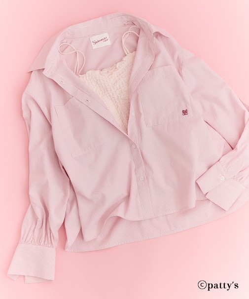 【SWIMMER×VIS】ポイント刺しゅうストライプシャツ