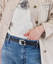 フラット18mm幅ニュアンス変形サークルバックルベルト/一部WEB限定カラー