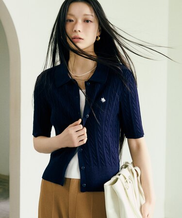 【POLO BCS】VIS別注ケーブルドッキング衿付きカーディガン