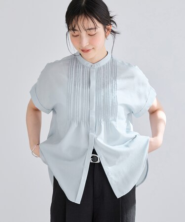 気流染めピコピンタック半袖ブラウス/接触冷感