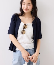 ウエストタックカーディガン/イージーケア