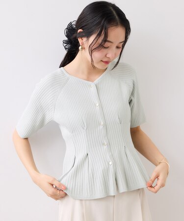 ウエストタックカーディガン/イージーケア