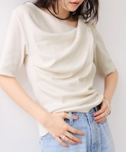 テレコハーフスリーブドレーププルオーバー