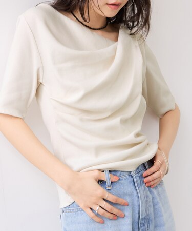 テレコハーフスリーブドレーププルオーバー