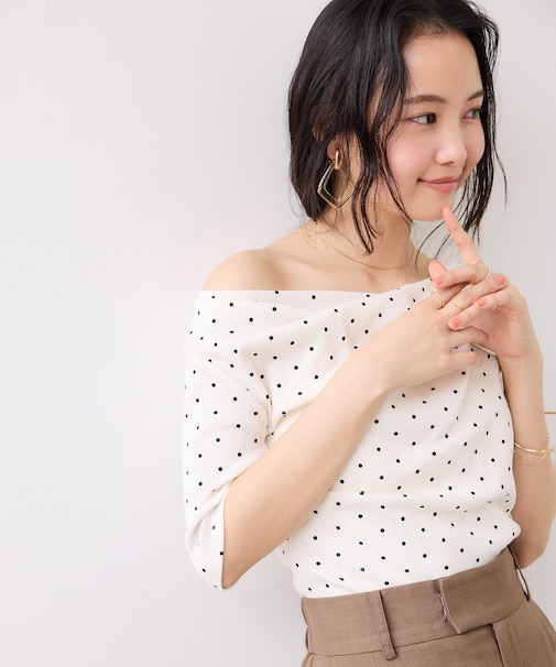 テレコハーフスリーブドレーププルオーバー