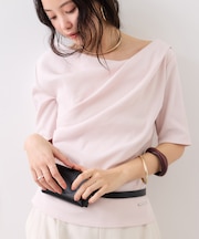 テレコハーフスリーブドレーププルオーバー