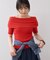 サイドギャザーオフショル5分袖ニット