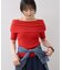 サイドギャザーオフショル5分袖ニット