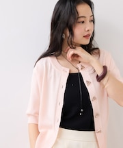 【WEB限定】三角ニュアンスボタン半袖カーディガン