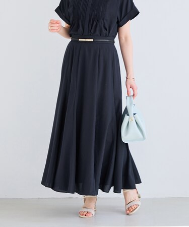 気流染めフレアースカート/イージーケア