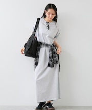 【WEB限定】天竺袖配色ワンピース