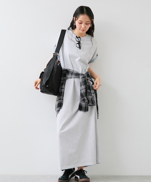 【WEB限定】天竺袖配色ワンピース
