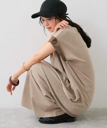【WEB限定】天竺袖配色ワンピース