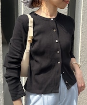 パターンメッシュカーディガン