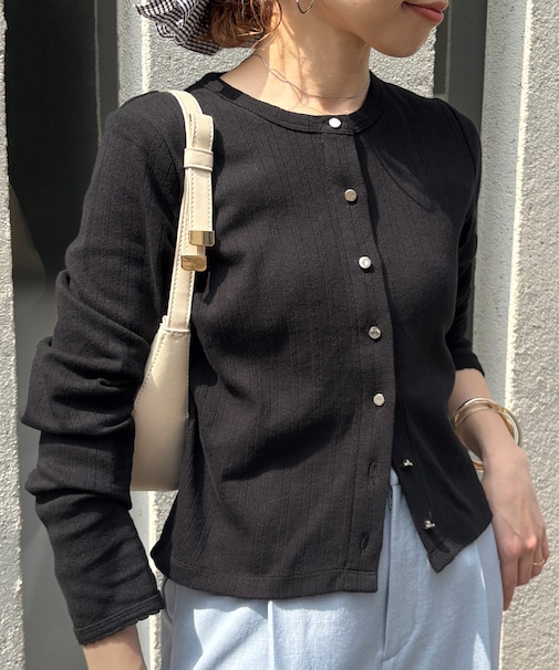 パターンメッシュカーディガン