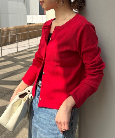 パターンメッシュカーディガン