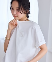 ボクシークロップド刺繍Tシャツ