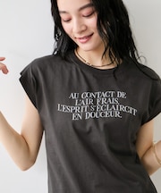 フォト＆ロゴプリントフレンチスリーブTシャツ/接触冷感