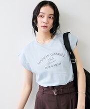 フォト＆ロゴプリントフレンチスリーブTシャツ/接触冷感