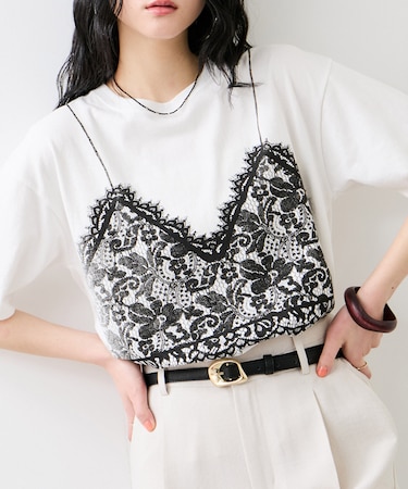 トロンプルイユプリントTシャツ