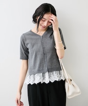 レースヘムVネックカーディガン