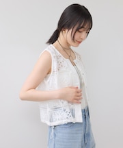 【WEB限定】クロシェレースコンパクトベスト