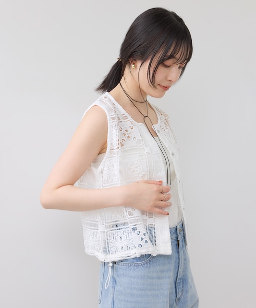 【WEB限定】クロシェレースコンパクトベスト