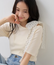 肩リボンTシャツ