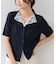 ドット＆無地 レースドッキングレイヤード風リブカットソー