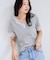 レーストリムVネックTシャツ/汗ジミ加工