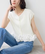 裾立体フリルドッキングトップス