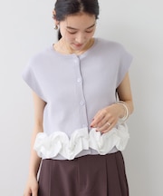 裾立体フリルドッキングトップス