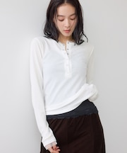 シアーヘンリーロングスリーブTシャツ