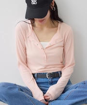 シアーヘンリーロングスリーブTシャツ