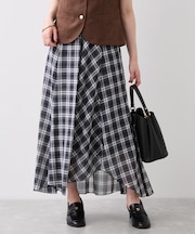 チェックイレヘムロングスカート