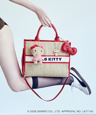 【HELLO KITTY×VIS】日焼けデザイン  ハローキティ雑材トートバッグ