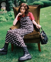 【MARY QUANT×VIS】チェックベロアドレープキャミワンピース