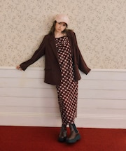 【MARY QUANT×VIS】チェックベロアドレープキャミワンピース