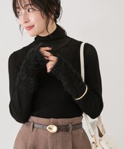 フェザー切替スリーブシアーニットプルオーバー