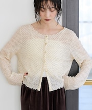 ドットシャーリングシアーカーディガン