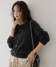 【WEB限定】裾レースドッキングクルーネックカーディガン