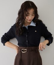 ケーブルドッキング衿付きカーディガン